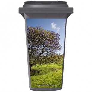 Flowering Tree In A Field Wheelie Bin Sticker Panel